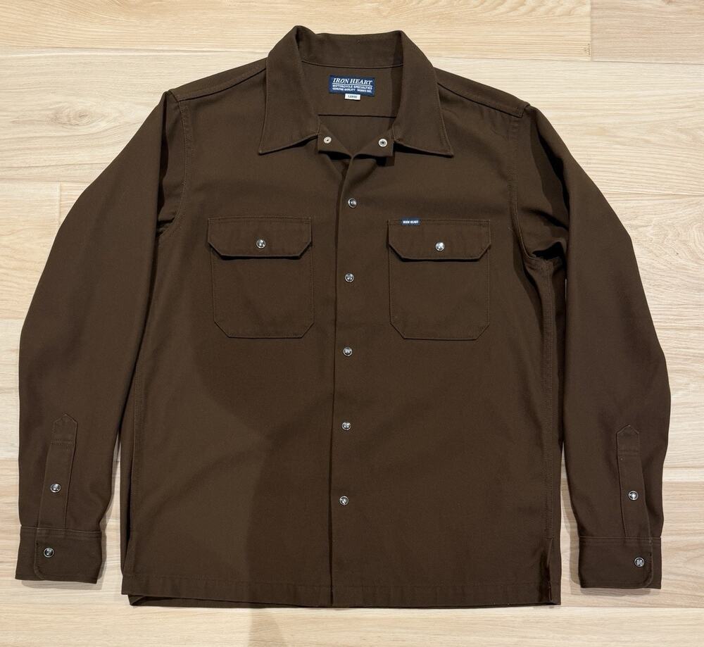 Iron Heart IHSH-364 Brown Mechanic Shirt Size L